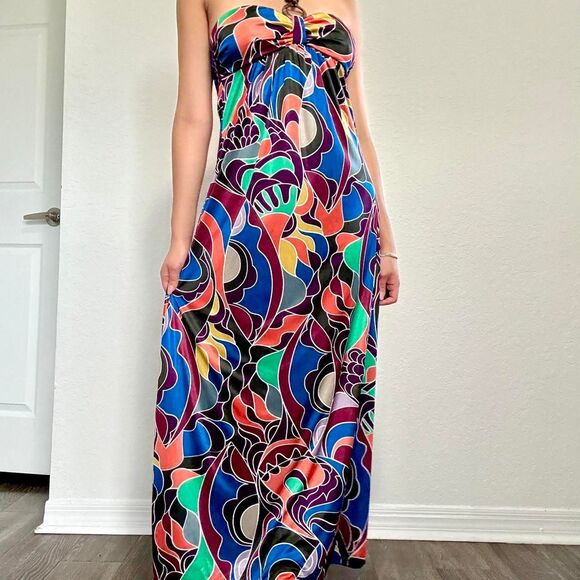Rampage vibrant and bold late 2000s halter maxi dress - Picture 3 of 8